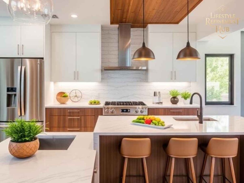 Modern Los Angeles kitchen featuring Sacramento smart-home voice control system
