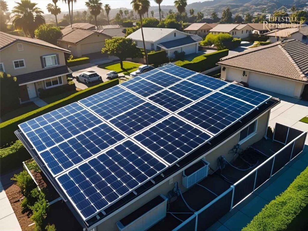 Saratoga Solar Panel Maintenance Guide for Los Angeles Homeowners 2 Residential solar panel maintenance in Los Angeles neighborhood with clean panels in bright sunlight